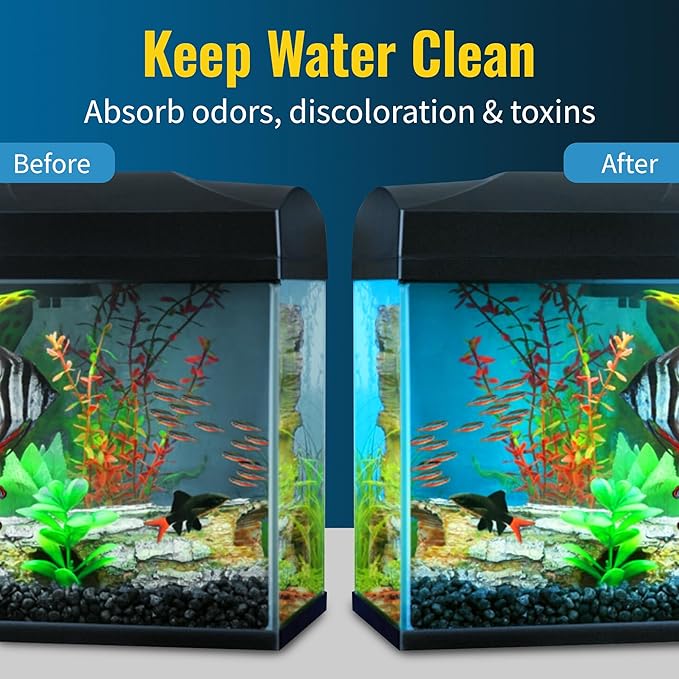 Aquarium Carbon Pad - Cut to Fit Carbon Infused Filter Pad Media for Clean & Clear Fish Tank and Ponds (Carbon filter - 5/8" Thickness, 1 Pack - 10.5" x 72")