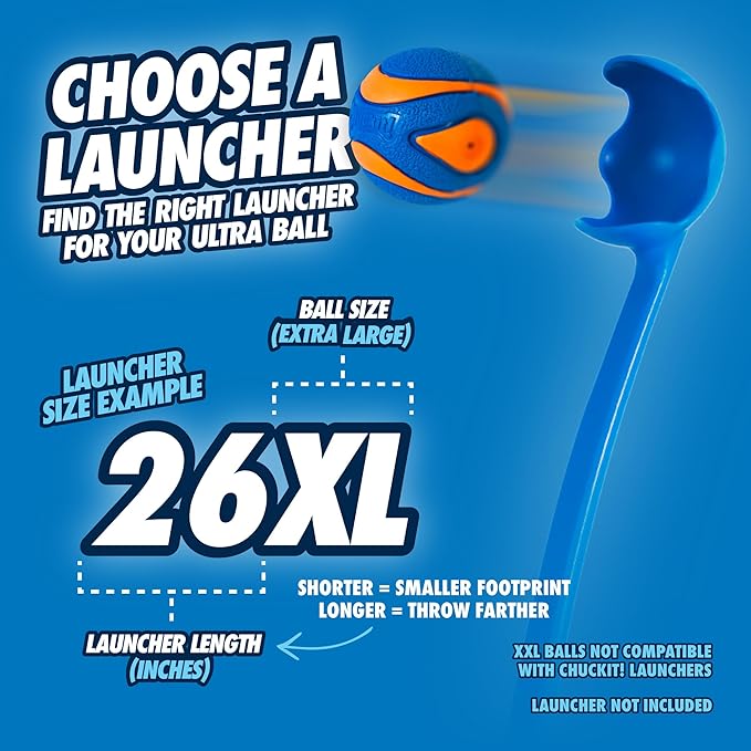 Chuckit Ultra Squeaker Dog Ball - Extra Large Bouncy and Squeaky Pet Toy for Dogs 100+ lbs - Floats on Water - Durable Rubber - Size XL - 3.5" Diameter - Pack of 1