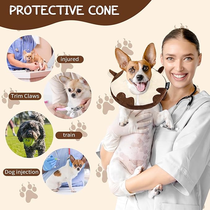 Adjustable Cat Collar Soft to Stop Licking After Surgery for Kitten, Alternative to Cone of Shame, Donut Cone for Cats, Pet Elizabethan Collar (Cow, Medium)