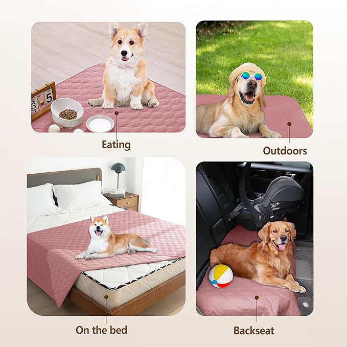 gogobunny 3X Stronger Waterproof Pet Blanket, Scratch Proof Furniture Protector for Dogs Cats, Reversible Cover 32x53 Inch, Dark Pink/Light Pink