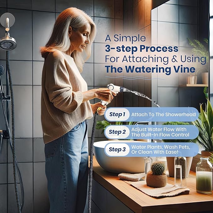 Indoor Hose Attachment with Handheld Sprayer for Dog Washing, Plant Watering, and Cleaning (75 FT) Long Hose with Universal Shower Head Adapter and Dog Shower Attachment