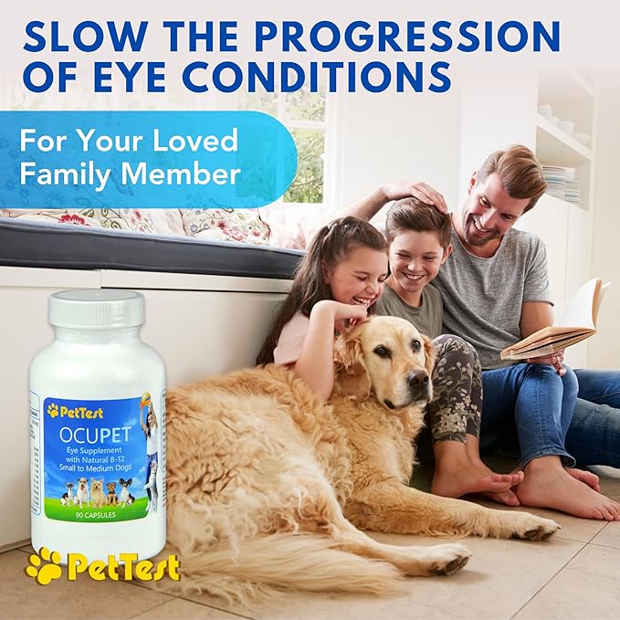 Ocupet Advanced Vision & Eye Health Supplement for Cats & Small-Medium Dogs, Packed with Natural B12, Grape Seed Extract & Lutein to Support Pets with Diabetes or Eye Related Conditions-90 Capsules