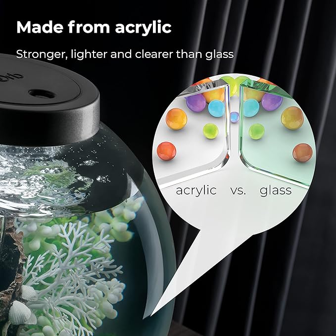 biOrb Classic 60 Acrylic 16-Gallon Aquarium with Multi-Color Remote-Controlled LED Lights Modern Tank for Tabletop Display, Black