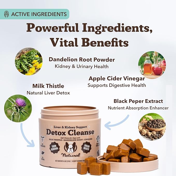 Natural Dog Company Stinky Liver & Kidney Supplement Chews, Complete Detox Cleanse & Major Organ Support, Advanced Liver and Kidney Health Support for Dogs, Enhances Digestion and Immunity 90 Chews