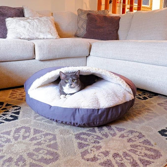 Snoozer Cozy Cave Dog Bed - Indoor Dog Bed with Cover Cave, Covered Calming Burrow for Medium & Large Sized Pets with Blanket Attached, Enclosed, Washable - XL, Heather Gray