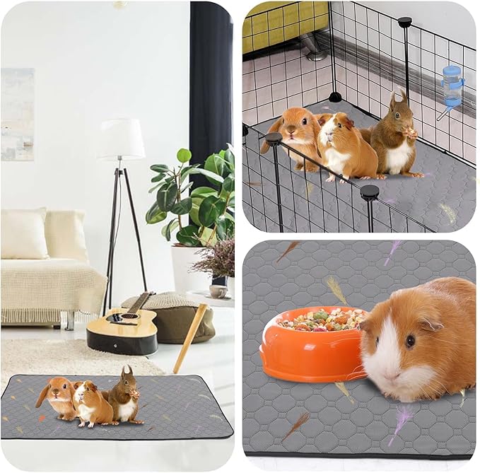 2Pcs Guinea Pig Cage Liners,Guinea Pig Fleece Cage Liners48''X48'' Super Absorbent Washable Pee Pads Reusable for Rabbit Hamster Chinchilla