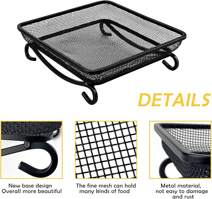 MIXXIDEA Ground Platform Bird Feeder Metal Seed Tray for Outside Garden Wild Bird Feeders with Drainage Holes Great Attracting for Birds and Squirrels, Wonderful Decoration for Backyard – Pack of 2