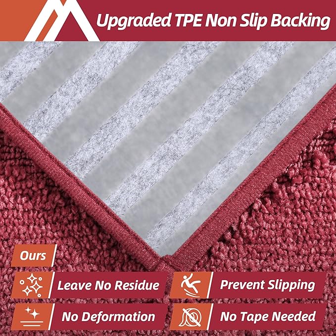 COSY HOMEER Edging Stair Treads Non-Slip Carpet Mat 28inX9in Indoor Stair Runners for Wooden Steps, Edging Stair Rugs for Kids and Dogs, 100% Polyester TPE Backing (7pc, Red, 7)
