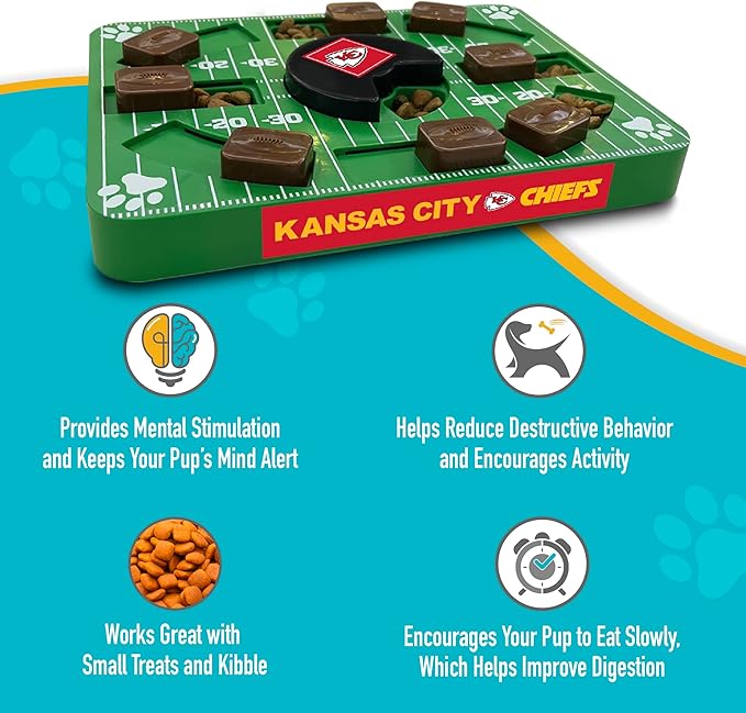 Pets First NFL Kansas City Chiefs Puzzle Toy - Interactive Dog Puzzle Treat Toy