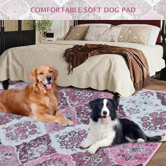 IEUUMLER Washable Pee Pads for Dogs, 2 Pack Reusable Pee Pads for Dogs Non-Slip Grip, Super Absorbent Waterproof Puppy Pads for Potty Training, Playpen, Crate, Whelping Box EU011 Pink, 36x31