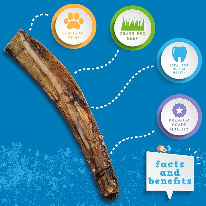 Jack&Pup 6" Rib Bones for Dogs | Beef Bone for Dogs, Flavorful Real Dog Bones (13 Pack)