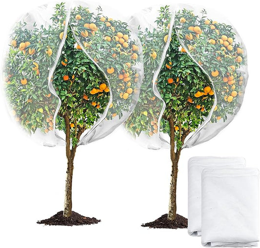 2 Pack 6 x 6.6 ft Large Fruits Tree Netting, Garden Mesh Insect Tree Cover with Zipper Drawstring Bird Barrier Net Plant Bags Blueberry Bushes Protection Cover for Prevent Animals Deer Squirrel Bug