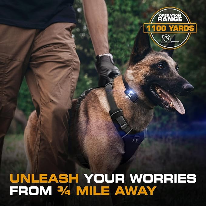 INVIROX Dog Shock Collar [Ultra K9] 124 Training Levels, 4 Powerful Modes with Night-Light and ¾ Mile Range 100% Safe Dog Training Collar for Large Dogs IP67 Waterproof (Black)