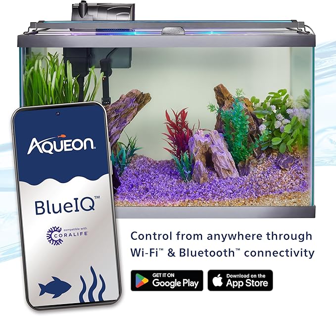 Coralife Fish Tank Aquarium Seascape WiFi/Bluetooth Smart LED Light Fixture, 30-36"