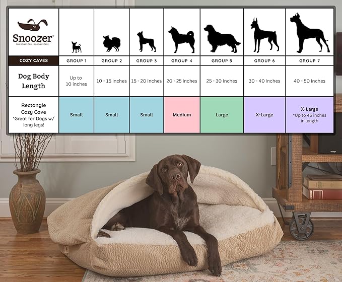 Snoozer Pet Products Luxury Rectangle Cozy Cave, Wag Collection, Large, Pedigree Storm