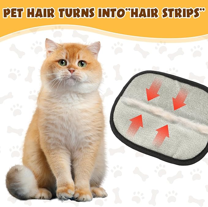 2 PCS Electrostatic Pet Hair Remover, Pet Hair Remover Tool for Cats & Dogs, Cleaning Gloves for Carpet, Couch, Furniture, Car Seat, Double-Sided, Reusable, Washable