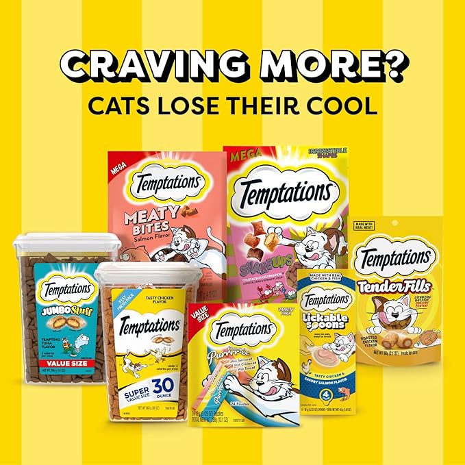 Temptations Classic Crunchy and Soft Cat Treats, Seafood Medley Flavor, 3 oz. Pouch (Pack of 12)