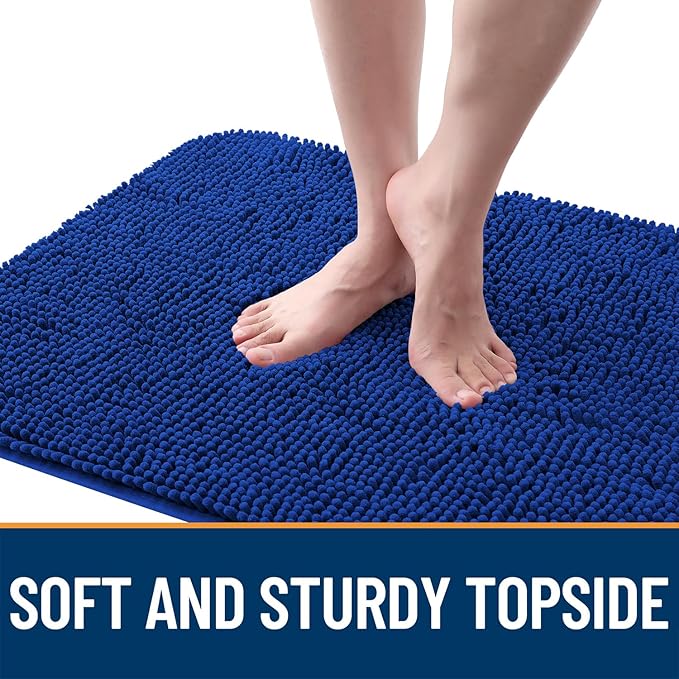 OLANLY Dog Door Mat for Muddy Paws 44x24, Absorbs Moisture and Dirt, Absorbent Non-Slip Washable Doormat, Quick Dry Chenille Mud Mat for Dogs, Entry Indoor Entryway Carpet for Inside Floor, Royal Blue
