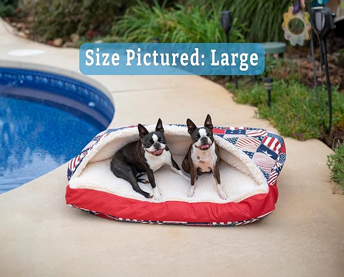 Snoozer Pet Products Luxury Rectangle Cozy Cave, Wag Collection, Medium, Starpatch Red Diamond