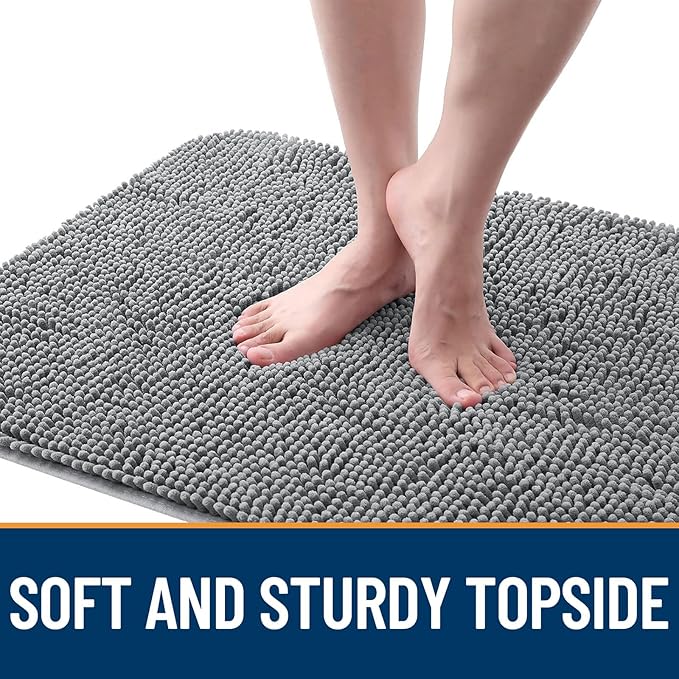 OLANLY Dog Door Mat Set 4-Piece 59x24, Absorbs Moisture and Dirt, Absorbent Non-Slip Washable Doormat, Quick Dry Chenille Mud Mat for Dogs, Entry Indoor Entryway Carpet for Inside Floor, Grey