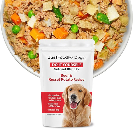 JustFoodForDogs DIY Nutrient Blend for Homemade Dog Food, Beef & Russet Potato, 4.55oz