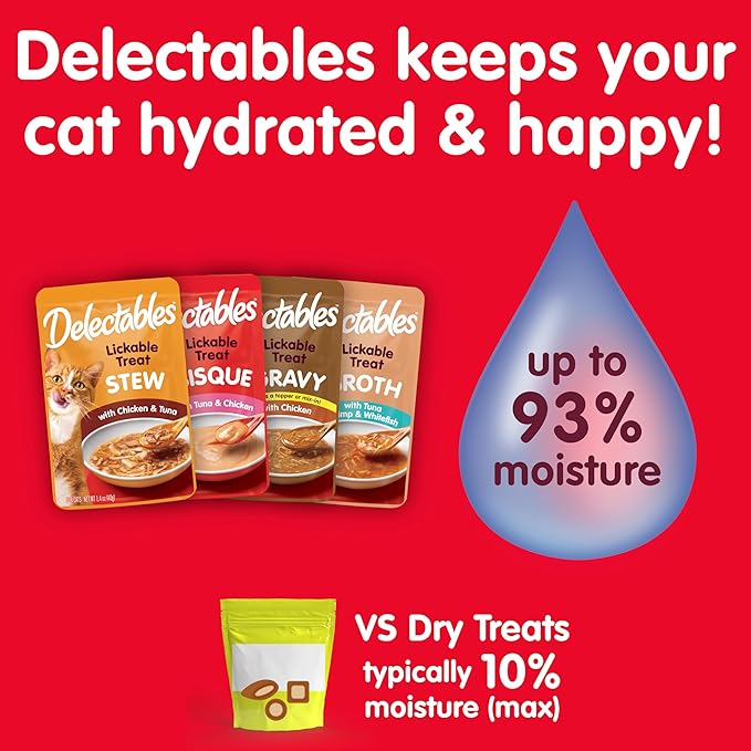 Hartz Delectables Bisque for Kittens, Complete & Balanced Variety Pack Cat Wet Lickable Treats, 12 Count