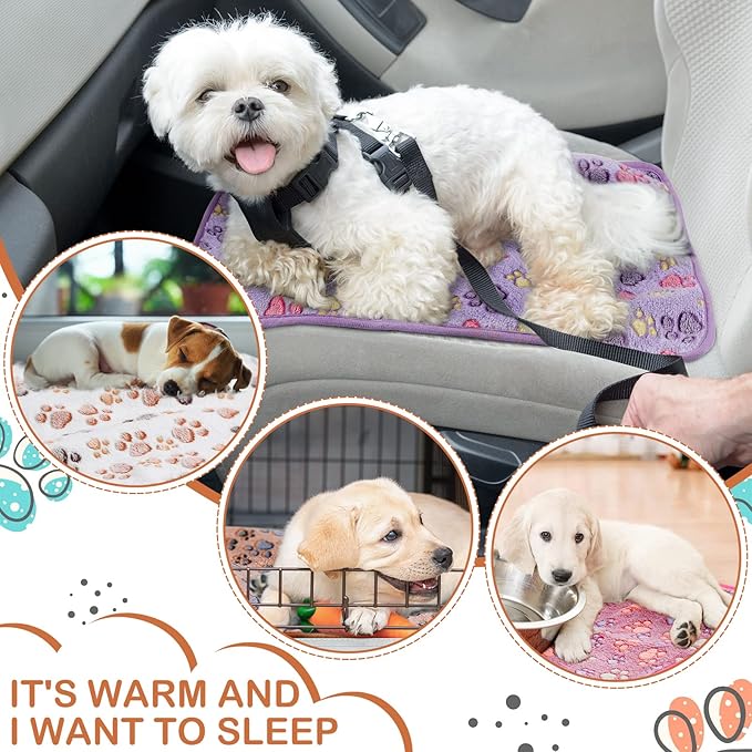 Reginary 4 Pcs Waterproof Guinea Pig Blankets Washable Small Animal Fleece Bedding Absorbent Guinea Pig Cage Liners Reusable Pet Pee Pad Sleep Mat for Hamster Ferret(Paw Print,35 x 24 Inch)