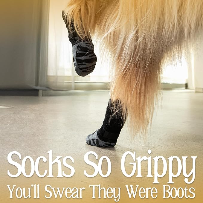 DOK TigerToes Premium Non-Slip Dog Socks for Hardwood Floors - Extra-Thick Grip That Works Even When Twisted - Prevents Licking, Slipping, and Great for Dog Paw Protection (XXS)