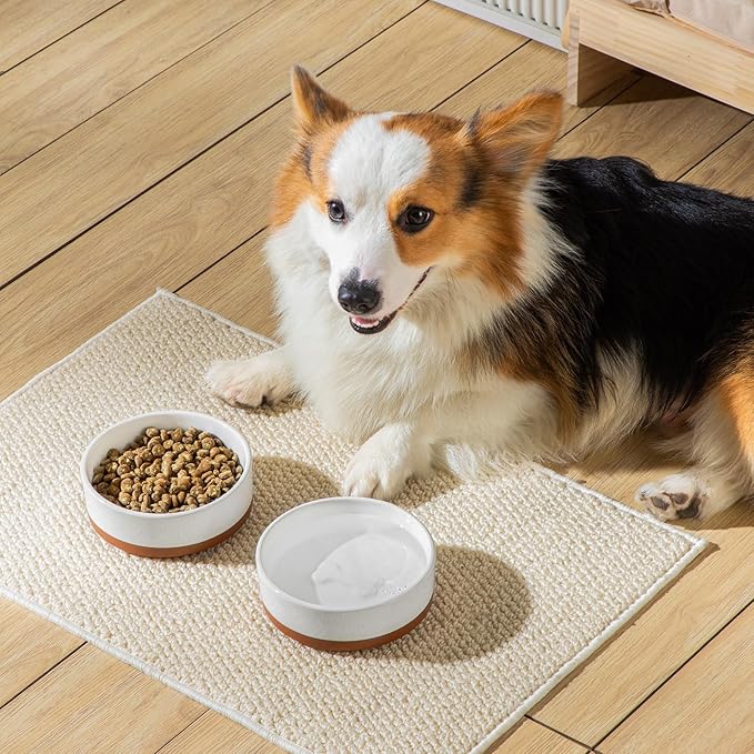 MALACASA Dog Bowls, Ceramic Dog Food and Water Bowls for Small Size Dogs, 1.5 Cups Capacity Pet Bowl for Puppy & Cats (S-1.5 Cups)