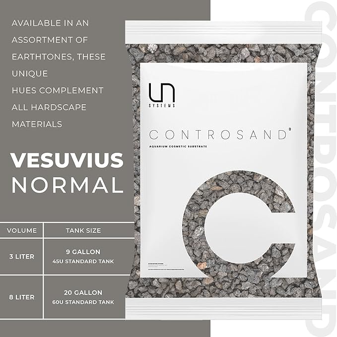 UNS Controsand - Vesuvius, 8L - Natural Freshwater 3-5 mm Dark Gray Gravel - Decorative Small Rocks for Aquascaping Planted Tank - Aquarium Terrarium Substrate for Betta, Shrimp, Fish, Reptile Decor