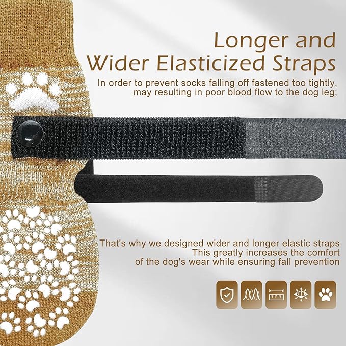 EXPAWLORER Anti Slip Dog Socks to Prevent Licking Paws, Dog Shoes for Hot Pavement, Dog Booties for Small Medium Large Senior Dogs, Traction Control Dog Boots & Paw Protectors for Hardwood Floors