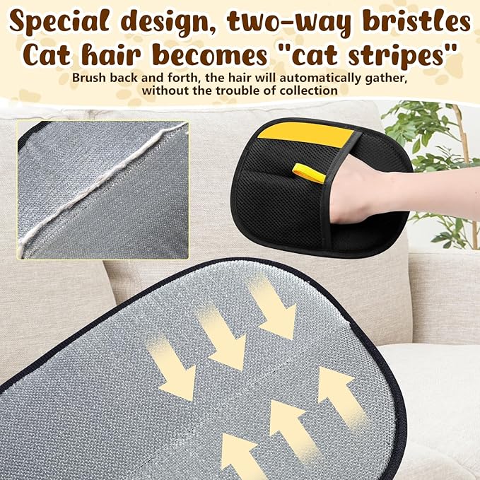 Pet Hair Removal Gloves,Electrostatic Gloves Pet Hair, Efficient Grooming Glove for Cats Dogs, Reusable Pet Hair Removal Tool for Couch, Furniture, Carpet, Curtain (3PCS)