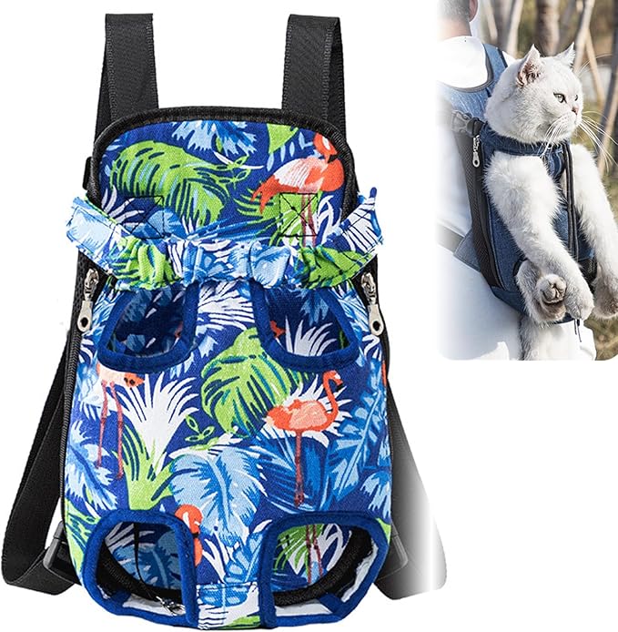 Portable Pet Carrier Backpack, Adjustable Pet Front Cat Dog Carrier Backpack Travel Bag for Small Medium Dogs Cats Puppies, Cat Backpack Carrier for Hiking Cycling (H, M)