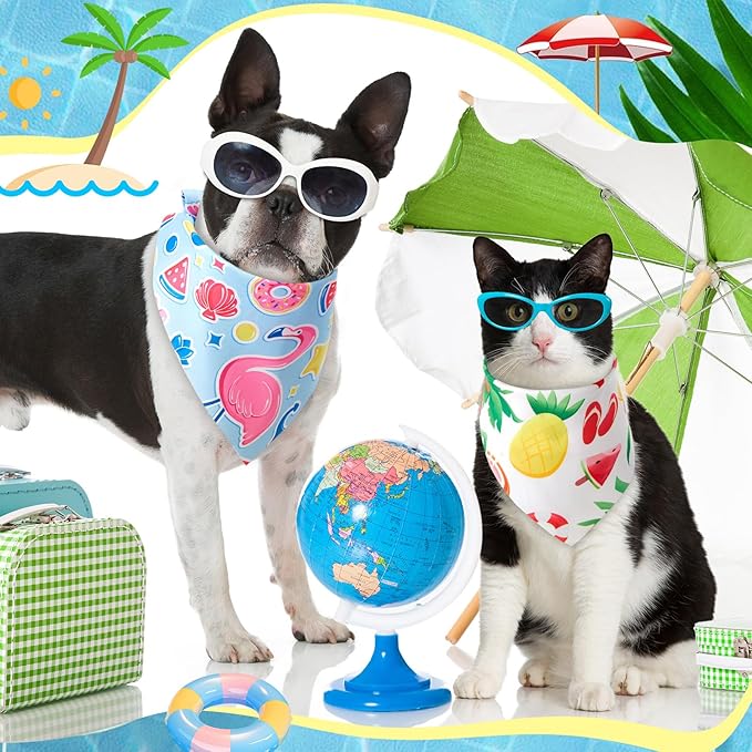 Chunful 100 Pieces Dog Bandanas Bulk Summer Pet Bandanas Pack Triangle Scarf Bib Kerchief Set for Small Large Dog Costume Accessories Decoration(19.7 x 13.8 x 13.8,Fruit)