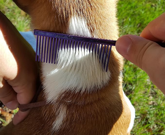 Resco Professional Anti-Static Dog, Cat, Pet Comb for Grooming, Steel Pins, Coarse Tooth Spacing, Candy Blue
