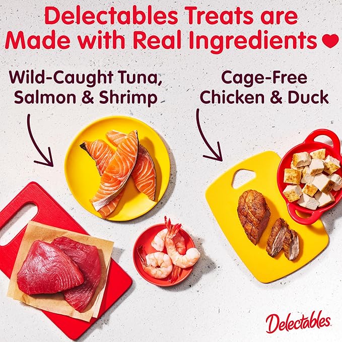 Delectables Squeeze Up Non-Seafood Variety Pack, Creamy Squeezable Puree, Lickable Wet Cat Treats, Grain Free, No Added Fillers, No By-Products, No Added Preservatives, 0.5 Ounces Tube, 72 Tubes Total