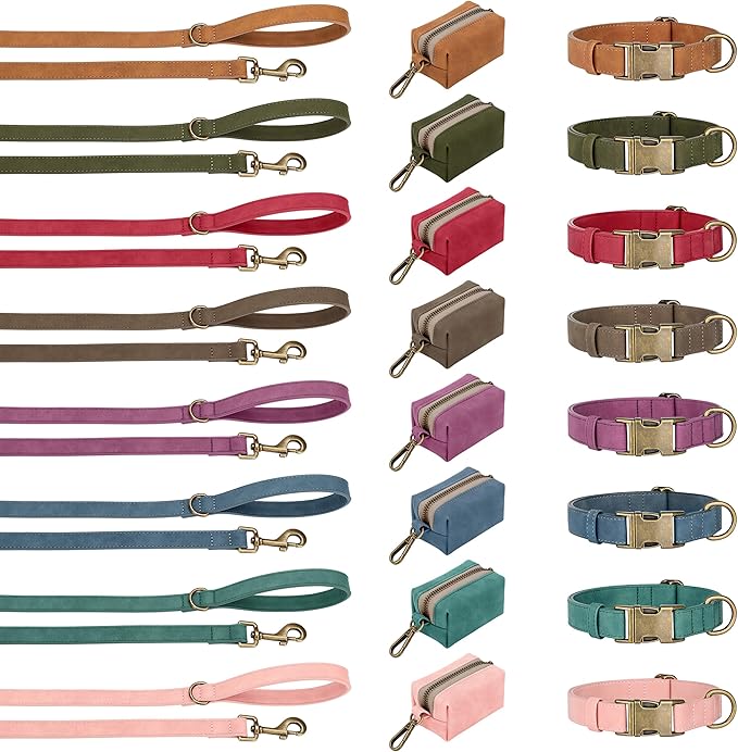 Didog Soft PU Leather Dog Collar, Stylish Quick Released Dog Collar for Large Dogs, Easy Clean Adjustable Pet Collar for Daily Walking, Purple, L Fit 15-23" Neck