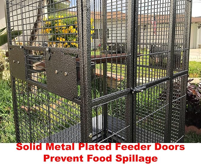 Extra Large Elegant and Durable Wrought Iron Play Top Bird Parrot Cage for African Grey Small Quaker Amazon Parrot Cockatiel Sun Parakeet Green Cheek Conure Dove Cockatoo Rolling Stand