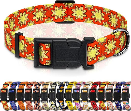 Dog Collar, Classical Indian Spirit Boys Girls Puppy Collar for Small Medium Large Dogs, Adjustable Soft Indian Pet Collar with Safety Buckle for Male Females(Yellow,S)