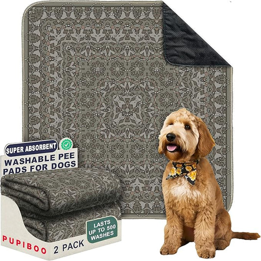 Washable Pee Pads for Dogs - Super Absorbent Reusable Puppy Training Pads - 100% Waterproof, Leak-Proof & Non-Slip Whelping Pads for Pet Housebreaking