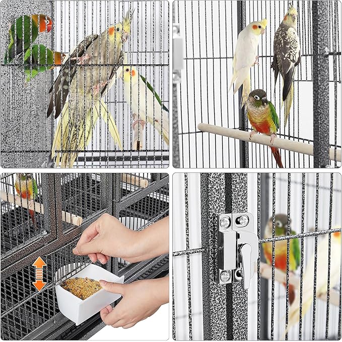 Yaheetech Stackable Bird Cage Divided Breeder Breeding Parakeet Bird Cage for Canaries Cockatiels Lovebirds Finches Budgies Small Parrots, Black