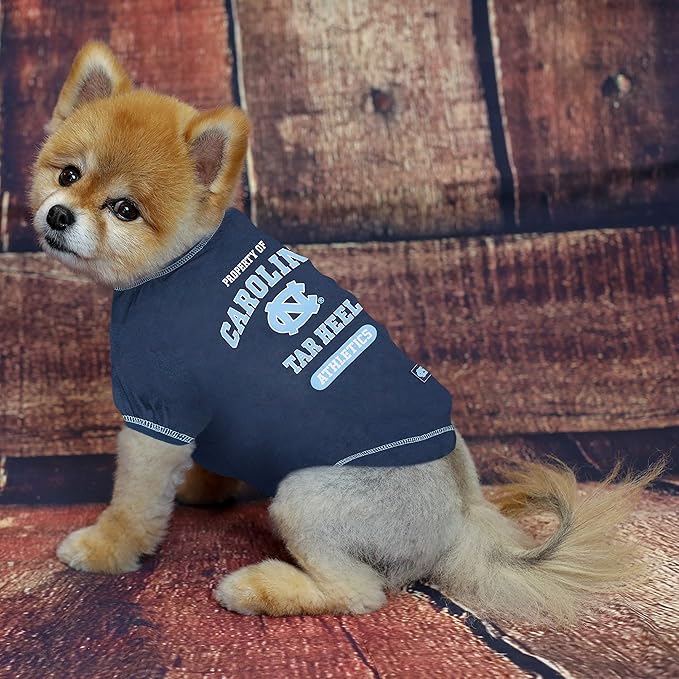 Pets First Collegiate NORTH CAROLINA TAR HEELS Dog T-Shirt, X-Small. - Licensed Shirt for Pets Team Colored with Team Logos.- Premium Stretchable Materials for the Comfrot of your Dog & Cat.