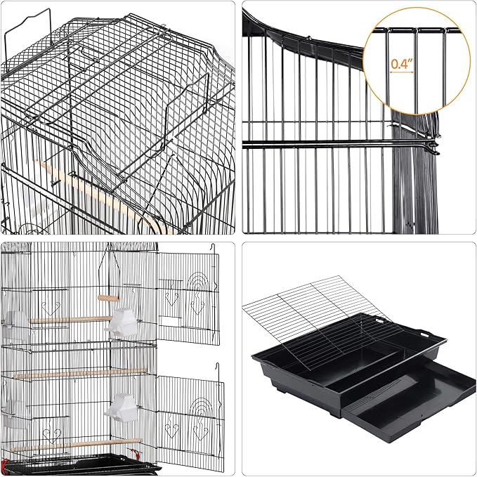 Yaheetech 41-inch Open Top Medium Bird Cages for Parakeets Finches Canaries Lovebirds Small Quaker Parrots Cockatiels Budgie Green Cheek Conure Travel Pet Flight Birdcage